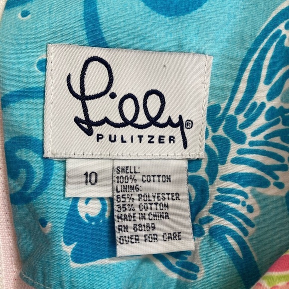 Lilly Pulitzer pastel patchwork cotton midi summer dress w/ lace waist detail - Picture 4 of 6